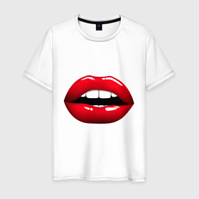 Мужская футболка хлопок с принтом Губки в Санкт-Петербурге, 100% хлопок | прямой крой, круглый вырез горловины, длина до линии бедер, слегка спущенное плечо. | Тематика изображения на принте: lips | mouth | sponges | губки | губы | рот