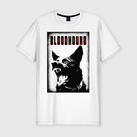 Мужская футболка хлопок Slim с принтом BLOODHOUND в Белгороде, 92% хлопок, 8% лайкра | приталенный силуэт, круглый вырез ворота, длина до линии бедра, короткий рукав | агрессия | надпись | пес | собака | спорт | черный