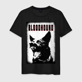 Мужская футболка хлопок с принтом BLOODHOUND в Белгороде, 100% хлопок | прямой крой, круглый вырез горловины, длина до линии бедер, слегка спущенное плечо. | агрессия | надпись | пес | собака | спорт | черный