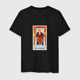 Мужская футболка хлопок с принтом Император I Карта Таро в Белгороде, 100% хлопок | прямой крой, круглый вырез горловины, длина до линии бедер, слегка спущенное плечо. | император | карты | магия | старшие арканы | таро | таро райдера уэйта | хозяин | эзотерика