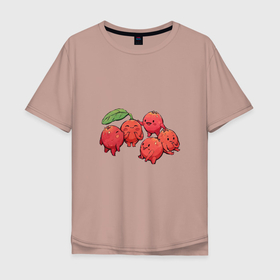 Мужская футболка хлопок Oversize с принтом Клюква , 100% хлопок | свободный крой, круглый ворот, “спинка” длиннее передней части | арт | клюква | красные ягоды | мило | милота | рисунок | свежая ягода | свежие ягоды | свежий продукт | ягода | ягоды