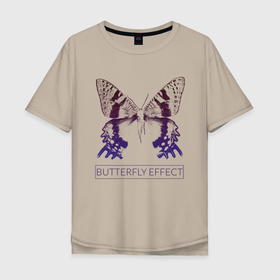 Мужская футболка хлопок Oversize с принтом Эффект бабочки в Новосибирске, 100% хлопок | свободный крой, круглый ворот, “спинка” длиннее передней части | butterfly | butterfly effect. | бабочка | эффект бабочки