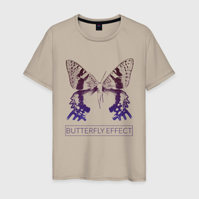 Мужская футболка хлопок с принтом Эффект бабочки в Тюмени, 100% хлопок | прямой крой, круглый вырез горловины, длина до линии бедер, слегка спущенное плечо. | butterfly | butterfly effect. | бабочка | эффект бабочки