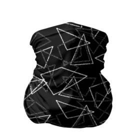 Бандана-труба 3D с принтом Черно-белый геометрический  в Тюмени, 100% полиэстер, ткань с особыми свойствами — Activecool | плотность 150‒180 г/м2; хорошо тянется, но сохраняет форму | Тематика изображения на принте: абстрактный | геометрические фигуры | монохромный | мужской | треугольники | черный и белый | черный фон