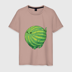 Мужская футболка хлопок с принтом Арбуз в Кировске, 100% хлопок | прямой крой, круглый вырез горловины, длина до линии бедер, слегка спущенное плечо. | арбуз | арт | мило | милота | рисунок | свежая ягода | свежие ягоды | свежий продукт | ягода | ягоды