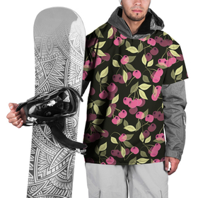 Накидка на куртку 3D с принтом Вишневый сад  , 100% полиэстер |  | Тематика изображения на принте: вишневый | вишня | детский | для девочки | малышам | розовый | черный | ягоды