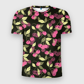 Мужская футболка 3D спортивная с принтом Вишневый сад  в Петрозаводске, 100% полиэстер с улучшенными характеристиками | приталенный силуэт, круглая горловина, широкие плечи, сужается к линии бедра | вишневый | вишня | детский | для девочки | малышам | розовый | черный | ягоды