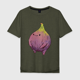 Мужская футболка хлопок Oversize с принтом Инжир в Тюмени, 100% хлопок | свободный крой, круглый ворот, “спинка” длиннее передней части | арт | инжир | мило | милота | рисунок | свежие фрукты | свежий продукт | свежий фрукт | фрукт | фрукты
