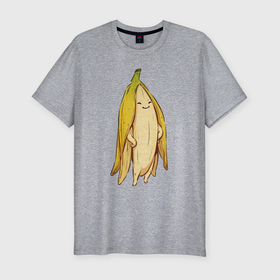 Мужская футболка хлопок Slim с принтом Банан в Тюмени, 92% хлопок, 8% лайкра | приталенный силуэт, круглый вырез ворота, длина до линии бедра, короткий рукав | арт | банан | мило | милота | рисунок | свежие фрукты | свежий продукт | свежий фрукт | фрукт | фрукты