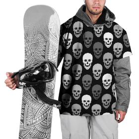 Накидка на куртку 3D с принтом Черно-белый готический  , 100% полиэстер |  | абстрактный | готический узор | модный | серый | современный | черепа | черно белый | черный фон