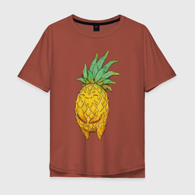 Мужская футболка хлопок Oversize с принтом Ананас , 100% хлопок | свободный крой, круглый ворот, “спинка” длиннее передней части | ананас | арт | мило | милота | рисунок | свежие фрукты | свежий продукт | свежий фрукт | фрукт | фрукты