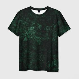 Мужская футболка 3D с принтом Темно-зеленый мраморный узор  в Тюмени, 100% полиэфир | прямой крой, круглый вырез горловины, длина до линии бедер | абстрактный | велюровый | зеленый | каменный | мрамор | современный | текстура камня | темный зеленый