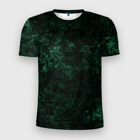 Мужская футболка 3D спортивная с принтом Темно-зеленый мраморный узор  в Тюмени, 100% полиэстер с улучшенными характеристиками | приталенный силуэт, круглая горловина, широкие плечи, сужается к линии бедра | Тематика изображения на принте: абстрактный | велюровый | зеленый | каменный | мрамор | современный | текстура камня | темный зеленый