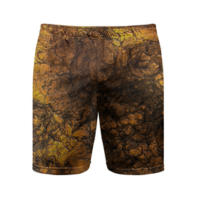 Мужские шорты спортивные с принтом Абстрактный узор текстура в Курске,  |  | Тематика изображения на принте: каменный узор | камень | коричневый | маскировочный | милитари | мраморный | темный оранжевый | черный и оранжевый
