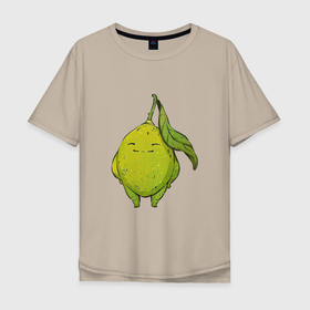 Мужская футболка хлопок Oversize с принтом Лайм в Белгороде, 100% хлопок | свободный крой, круглый ворот, “спинка” длиннее передней части | арт | лайм | мило | милота | рисунок | свежие фрукты | свежий продукт | свежий фрукт | фрукт | фрукты