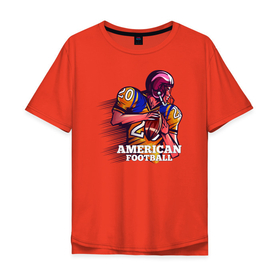 Мужская футболка хлопок Oversize с принтом Американский футбол в Курске, 100% хлопок | свободный крой, круглый ворот, “спинка” длиннее передней части | мяч | поп арт | уличный стиль | форма | футбол | шлем