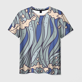 Мужская футболка 3D с принтом Волна в Курске, 100% полиэфир | прямой крой, круглый вырез горловины, длина до линии бедер | blue | ocean | river | sea | water | волна | лето | море | морская пена | океан | поток | река