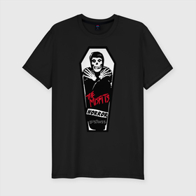 Мужская футболка хлопок Slim с принтом Misfits grave в Петрозаводске, 92% хлопок, 8% лайкра | приталенный силуэт, круглый вырез ворота, длина до линии бедра, короткий рукав | metal | misfits | punk | punkrock | rock | themisfits | мисфитс | панк | панкрок