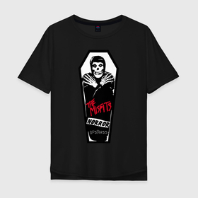 Мужская футболка хлопок Oversize с принтом Misfits grave в Екатеринбурге, 100% хлопок | свободный крой, круглый ворот, “спинка” длиннее передней части | metal | misfits | punk | punkrock | rock | themisfits | мисфитс | панк | панкрок