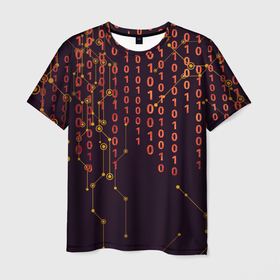 Мужская футболка 3D с принтом ПРОГРАММНЫЙ КОД в Рязани, 100% полиэфир | прямой крой, круглый вырез горловины, длина до линии бедер | баг | взлом | двоичный | железо | информация | код | программа | хакер