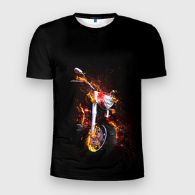 Мужская футболка 3D спортивная с принтом неудержимый огонь в Тюмени, 100% полиэстер с улучшенными характеристиками | приталенный силуэт, круглая горловина, широкие плечи, сужается к линии бедра | гонки | мотоцикл | пожарный | топор | череп
