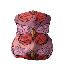 Бандана-труба 3D с принтом Розовый принт с бабочками  в Белгороде, 100% полиэстер, ткань с особыми свойствами — Activecool | плотность 150‒180 г/м2; хорошо тянется, но сохраняет форму | бабочки | градиент | грустый | меланхолия | мотылек | насекомые | розовый | цветочки