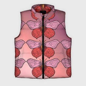 Мужской жилет утепленный 3D с принтом Розовый принт с бабочками ,  |  | бабочки | градиент | грустый | меланхолия | мотылек | насекомые | розовый | цветочки