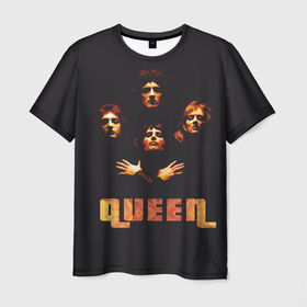 Мужская футболка 3D с принтом Queen , 100% полиэфир | прямой крой, круглый вырез горловины, длина до линии бедер | freddie mercury | queen | полигональная | рок | рок группа | рок музыка | фредди меркьюри