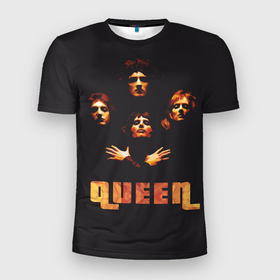 Мужская футболка 3D спортивная с принтом Queen в Новосибирске, 100% полиэстер с улучшенными характеристиками | приталенный силуэт, круглая горловина, широкие плечи, сужается к линии бедра | freddie mercury | queen | полигональная | рок | рок группа | рок музыка | фредди меркьюри