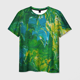 Мужская футболка 3D с принтом Я вижу в Белгороде, 100% полиэфир | прямой крой, круглый вырез горловины, длина до линии бедер | абстрактный лес | абстракция | гуашь | зеленое море | зелень | краски | лес | мазки | художества | художник | я вижу