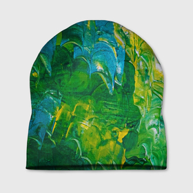 Шапка 3D с принтом Я вижу в Белгороде, 100% полиэстер | универсальный размер, печать по всей поверхности изделия | абстрактный лес | абстракция | гуашь | зеленое море | зелень | краски | лес | мазки | художества | художник | я вижу