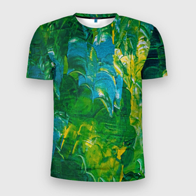Мужская футболка 3D спортивная с принтом Я вижу в Санкт-Петербурге, 100% полиэстер с улучшенными характеристиками | приталенный силуэт, круглая горловина, широкие плечи, сужается к линии бедра | абстрактный лес | абстракция | гуашь | зеленое море | зелень | краски | лес | мазки | художества | художник | я вижу