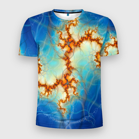 Мужская футболка 3D спортивная с принтом Абстрактное представление  в Екатеринбурге, 100% полиэстер с улучшенными характеристиками | приталенный силуэт, круглая горловина, широкие плечи, сужается к линии бедра | абстрактное представление | абстракция | атом | взрыв | вирус | клетки | молекула | море | морское | свет