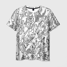 Мужская футболка 3D с принтом Точка воображения в Белгороде, 100% полиэфир | прямой крой, круглый вырез горловины, длина до линии бедер | Тематика изображения на принте: art | граффити | иероглифы | искусство | оригинал | роспись | узор