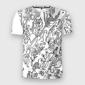 Мужская футболка 3D спортивная с принтом Точка воображения в Новосибирске, 100% полиэстер с улучшенными характеристиками | приталенный силуэт, круглая горловина, широкие плечи, сужается к линии бедра | art | граффити | иероглифы | искусство | оригинал | роспись | узор