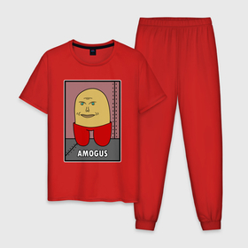 Мужская пижама хлопок с принтом Amogus, Among Us 