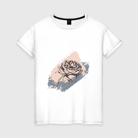 Женская футболка хлопок с принтом Темная роза - абстракция в Санкт-Петербурге, 100% хлопок | прямой крой, круглый вырез горловины, длина до линии бедер, слегка спущенное плечо | абстрактный | абстракция | гранж | графика | графическая | краска | мазки | рисунок | роза | цветок | цветочный