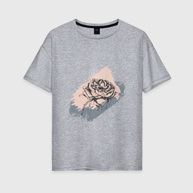Женская футболка хлопок Oversize с принтом Темная роза - абстракция в Новосибирске, 100% хлопок | свободный крой, круглый ворот, спущенный рукав, длина до линии бедер
 | абстрактный | абстракция | гранж | графика | графическая | краска | мазки | рисунок | роза | цветок | цветочный
