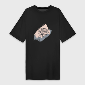 Платье-футболка хлопок с принтом Темная роза   абстракция в Курске,  |  | абстрактный | абстракция | гранж | графика | графическая | краска | мазки | рисунок | роза | цветок | цветочный