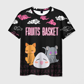 Мужская футболка 3D с принтом FRUITS BASKET / ГЛАВНЫЕ ГЕРОИ в Курске, 100% полиэфир | прямой крой, круглый вырез горловины, длина до линии бедер | anime | fruits basket | kyokyo | kyonkichi | kyonkyon | lucky kyou. | prince yuki | tooru honda | аниме | кё сома | корзинка фруктов | тору хонда | юки сома