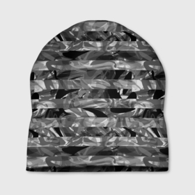 Шапка 3D с принтом Черно -белый полосатый узор в Белгороде, 100% полиэстер | универсальный размер, печать по всей поверхности изделия | абстрактный | молодежный | монохромный | полосатый узор | полосы | современный | черный и белый