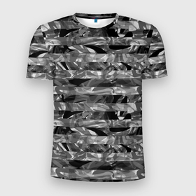 Мужская футболка 3D спортивная с принтом Черно -белый полосатый узор в Тюмени, 100% полиэстер с улучшенными характеристиками | приталенный силуэт, круглая горловина, широкие плечи, сужается к линии бедра | абстрактный | молодежный | монохромный | полосатый узор | полосы | современный | черный и белый