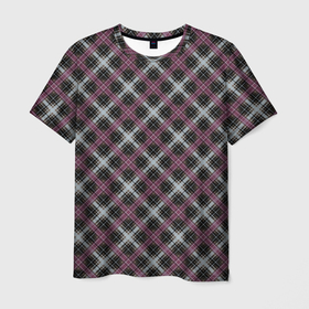 Мужская футболка 3D с принтом Темный серый узор в клетку в Кировске, 100% полиэфир | прямой крой, круглый вырез горловины, длина до линии бедер | бордовый и серый | клетка | клетчатый узор | плед | серный | темный | шотландка