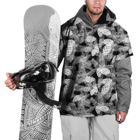 Накидка на куртку 3D с принтом Черно-белый узор шишки в Новосибирске, 100% полиэстер |  | Тематика изображения на принте: елка | кедровый | лесной | модный | природа | тайга | черно белый | шишки