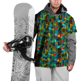 Накидка на куртку 3D с принтом Разноцветные штрихи на бирюзе в Екатеринбурге, 100% полиэстер |  | абстрактный | бирюзовый | вкрапления | детский | красный | модный | молодежный | штрихи