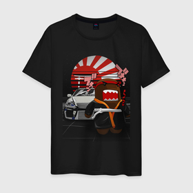 Мужская футболка хлопок с принтом Jzx110 & Domo , 100% хлопок | прямой крой, круглый вырез горловины, длина до линии бедер, слегка спущенное плечо. | Тематика изображения на принте: domokun | japan | jdm | jzx110 | mark2 | марк2 | самурай
