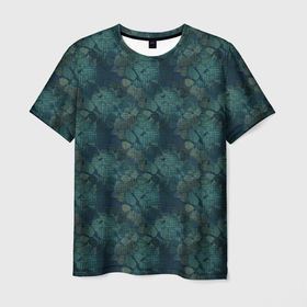 Мужская футболка 3D с принтом Синий абстрактный узор  в Курске, 100% полиэфир | прямой крой, круглый вырез горловины, длина до линии бедер | абстрактные цветы | абстрактный | синий | современный | цветочный | цветы синие