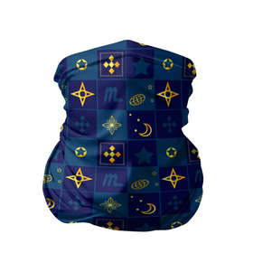 Бандана-труба 3D с принтом Синий клетчатый узор-плед в Екатеринбурге, 100% полиэстер, ткань с особыми свойствами — Activecool | плотность 150‒180 г/м2; хорошо тянется, но сохраняет форму | детский | звезды | космический | луна | ночь | пижамный | синий | синий и желтый