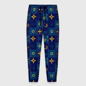 Мужские брюки 3D с принтом Синий клетчатый узор-плед в Санкт-Петербурге, 100% полиэстер | манжеты по низу, эластичный пояс регулируется шнурком, по бокам два кармана без застежек, внутренняя часть кармана из мелкой сетки | детский | звезды | космический | луна | ночь | пижамный | синий | синий и желтый