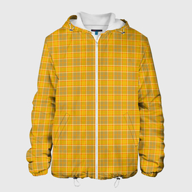 Мужская куртка 3D с принтом Клетка в Петрозаводске, ткань верха — 100% полиэстер, подклад — флис | прямой крой, подол и капюшон оформлены резинкой с фиксаторами, два кармана без застежек по бокам, один большой потайной карман на груди. Карман на груди застегивается на липучку | pattern yellow | желтый | клетка | узор | шотландская